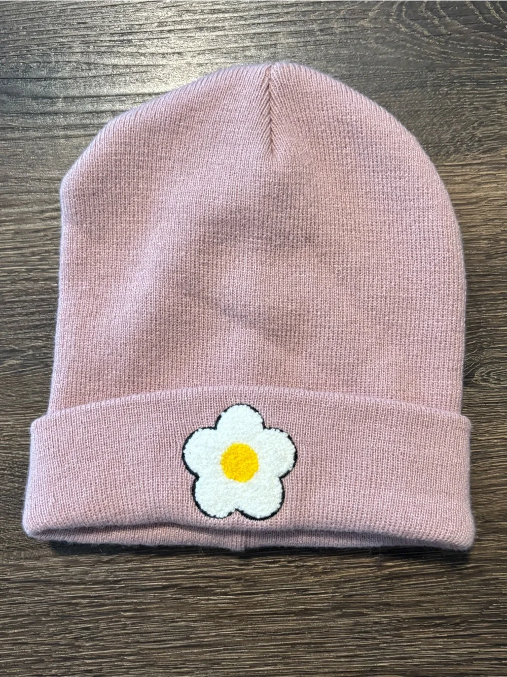 Kids Pink Daisy Beanie Hat